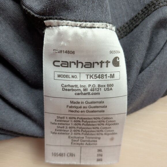 Carhartt Force Hooded T-Shirt Mens 3XL Relaxed Fit Long Sleeve Logo Graphic Gray - Picture 3 of 10